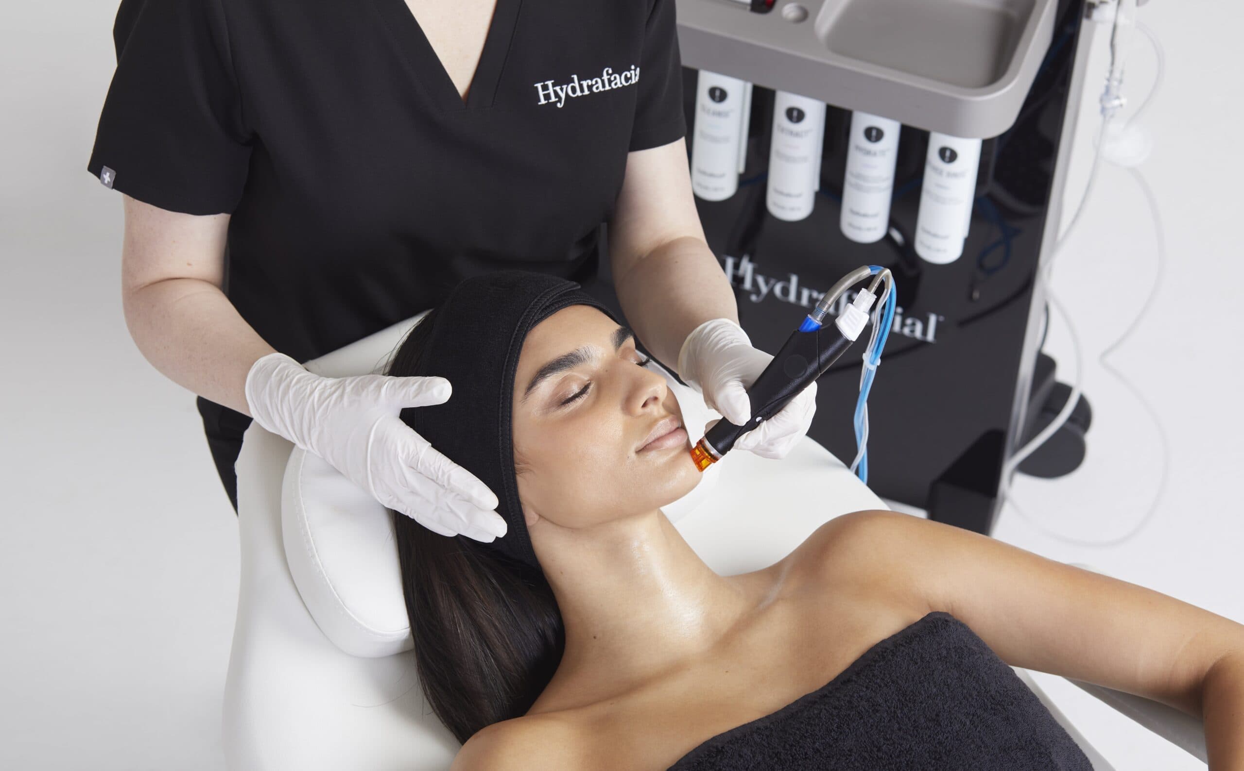 A HydraFacial treatment in progress at Nourish Skin Nashville
